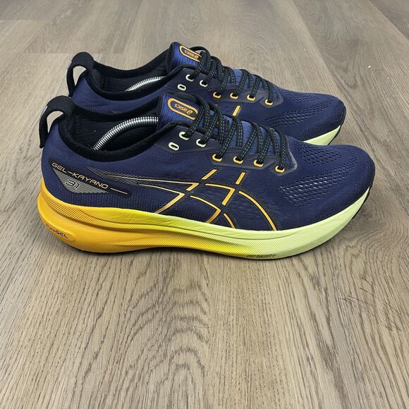 ASICS GEL-KAYANO 31 Running Shoes Mens Size 12.5 Navy Yellow 1011B867 Stability - Picture 1 of 9